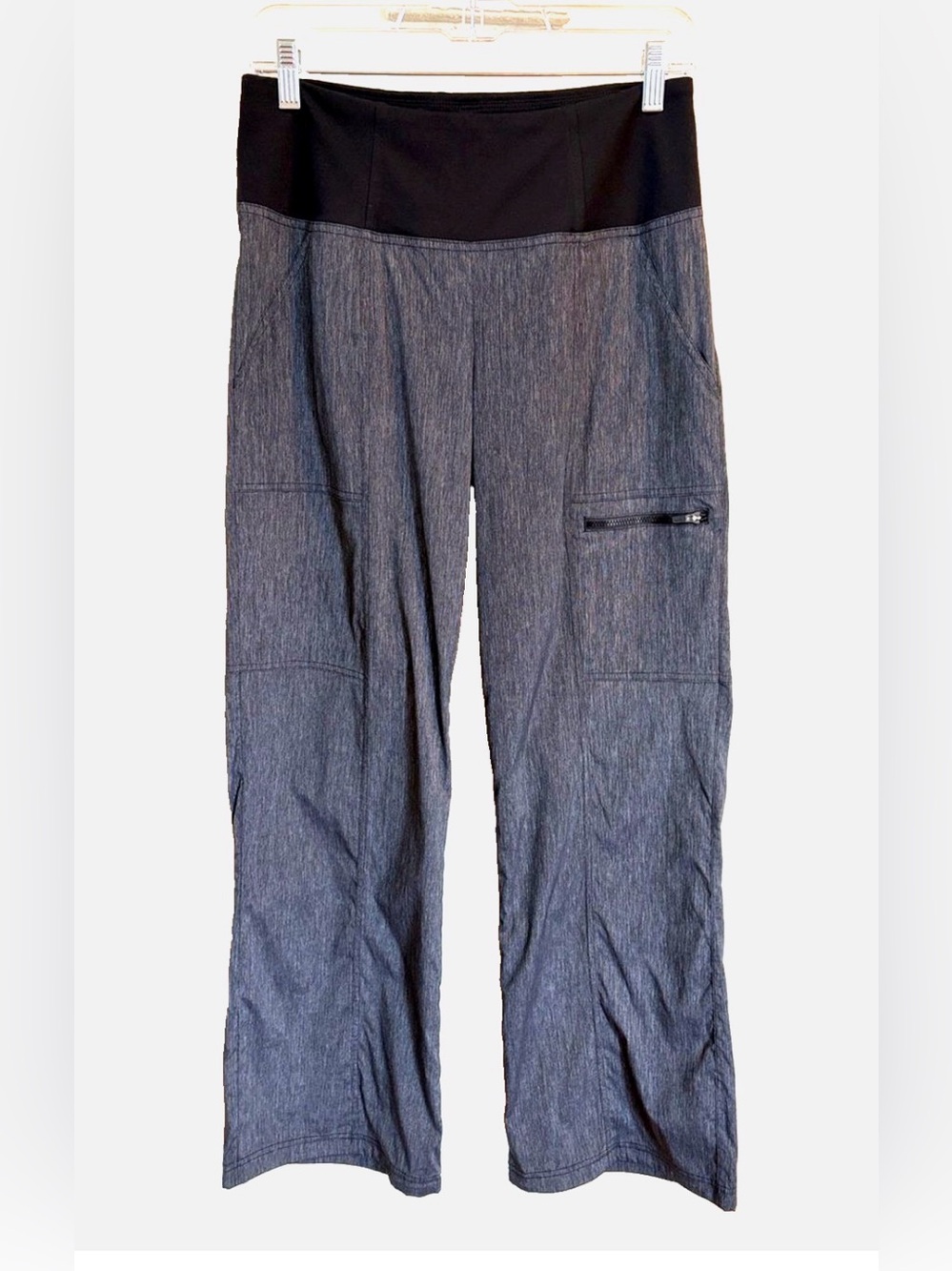 Lucy Gray Heathered Yoga Pants Cargo Pocket Straight Leg Size M